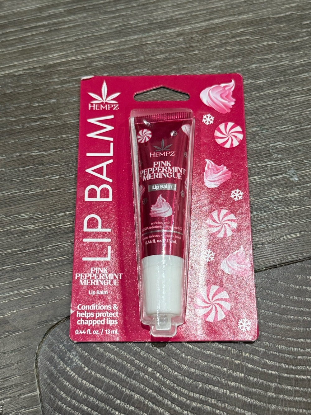 NWT Hempz Pink Peppermint Meringue Lip Balm protects chapped lips